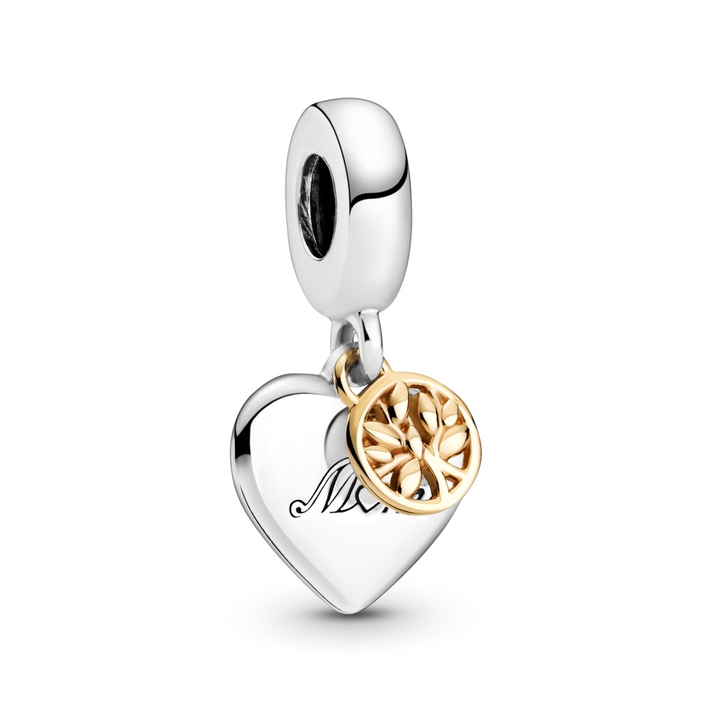 PANDORA Two-tone Family Tree & Heart Hangende Bedel - 799366C00