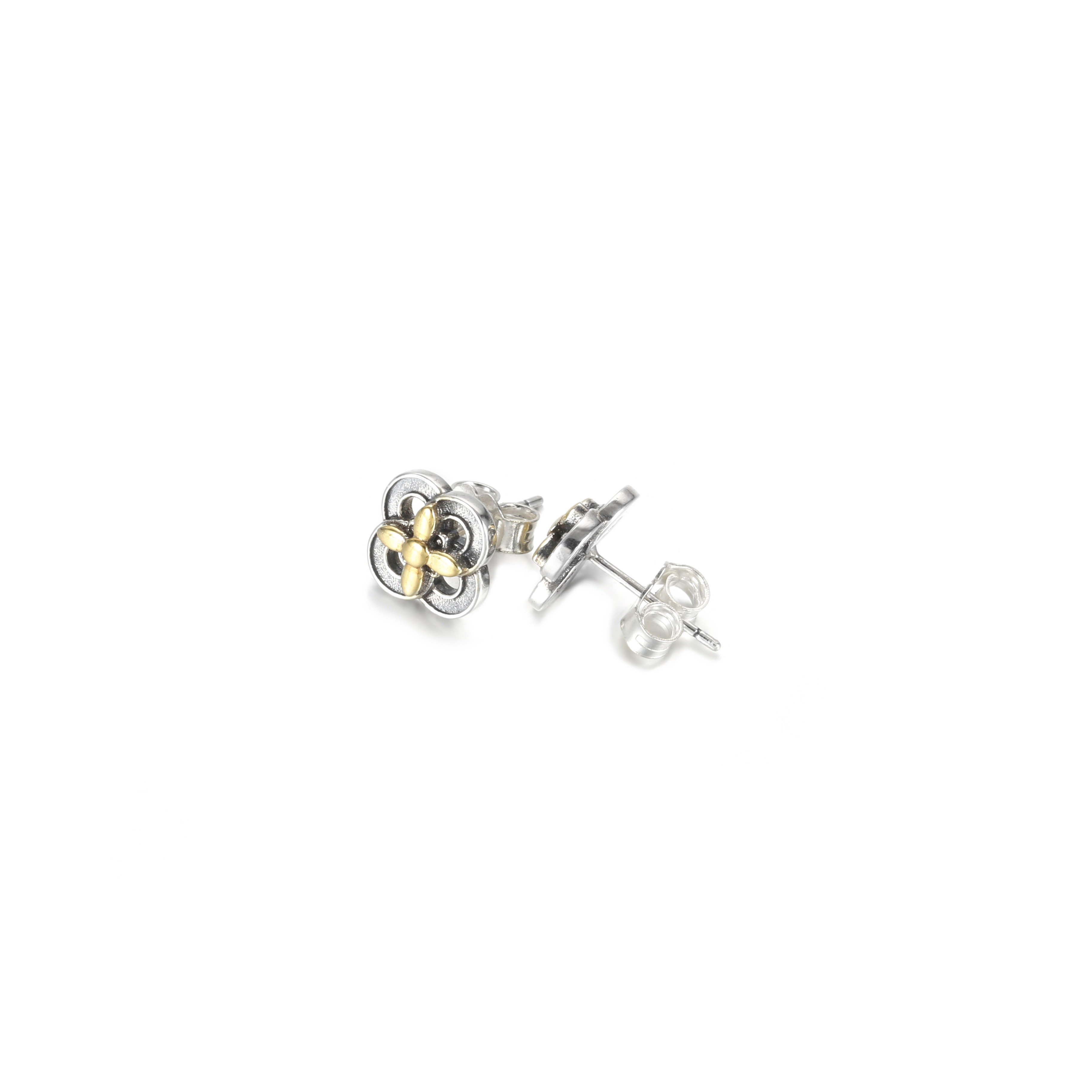 PANDORA Two-tone Flower Stud Earrings - 299349C00