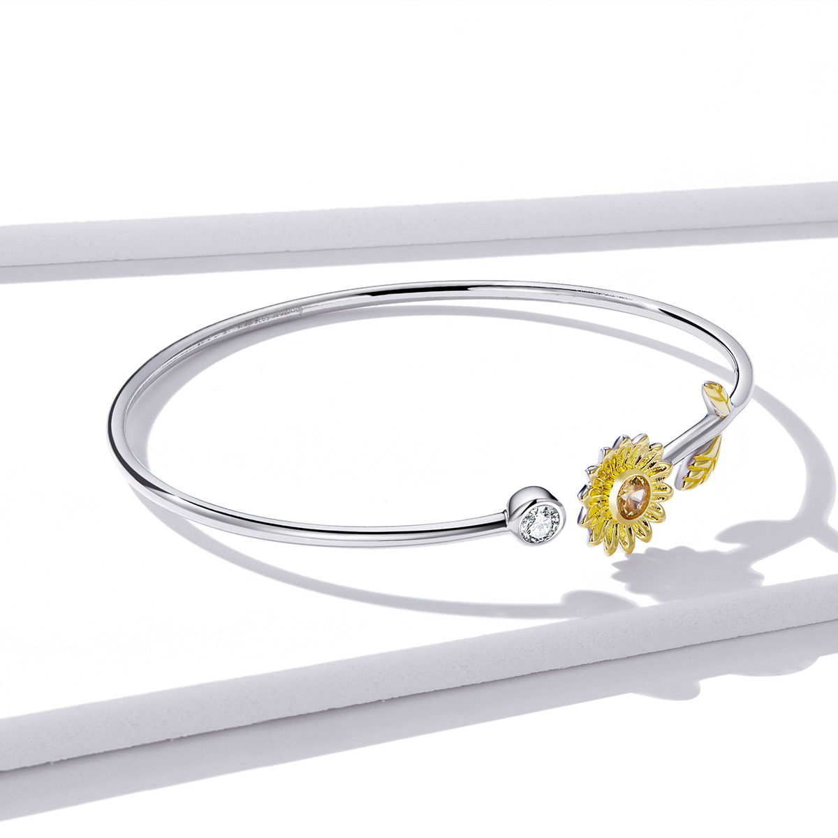 Pandora Style Bicolor verse madeliefjes Open Bangle - BSB045