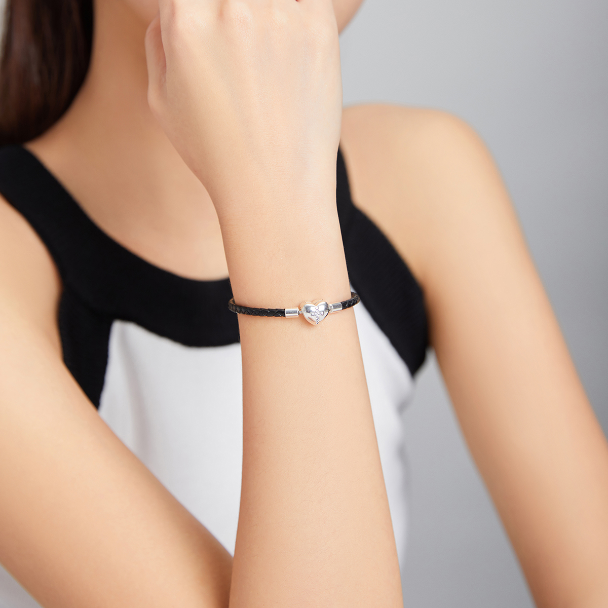 Pandora Style Modern kruisleer Leren armband - SCB205