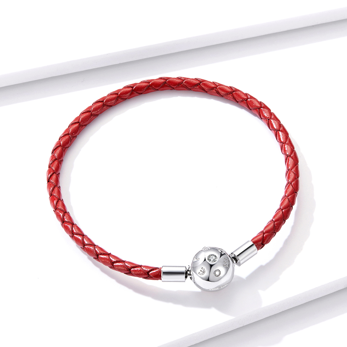 Pandora Style Rood Leer Leren armband - BSB042