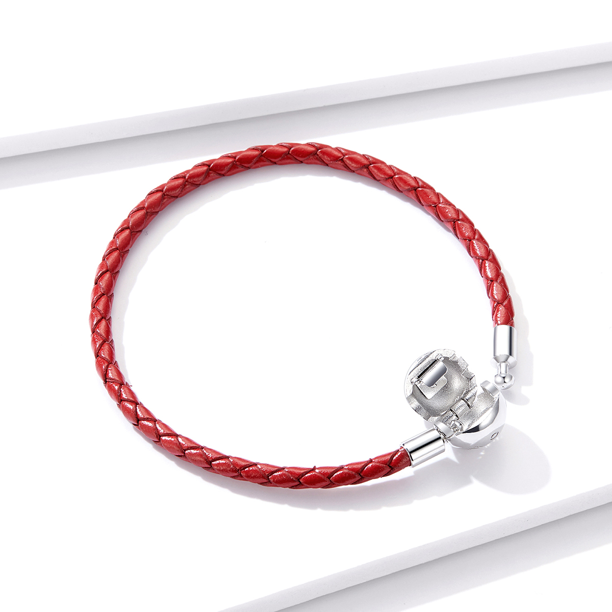 Pandora Style Rood Leer Leren armband - BSB042