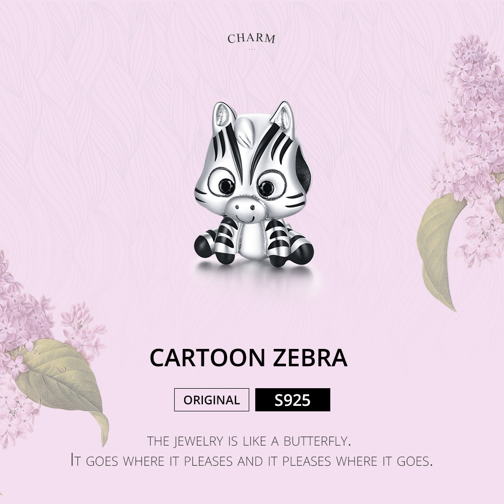 Pandora Style Cartoon Zebra Bedel - BSC387