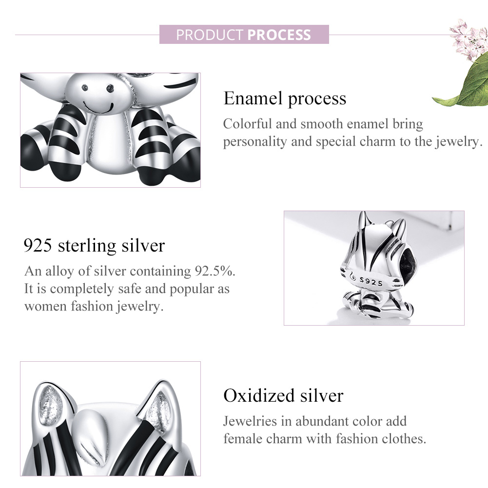 Pandora Style Cartoon Zebra Bedel - BSC387