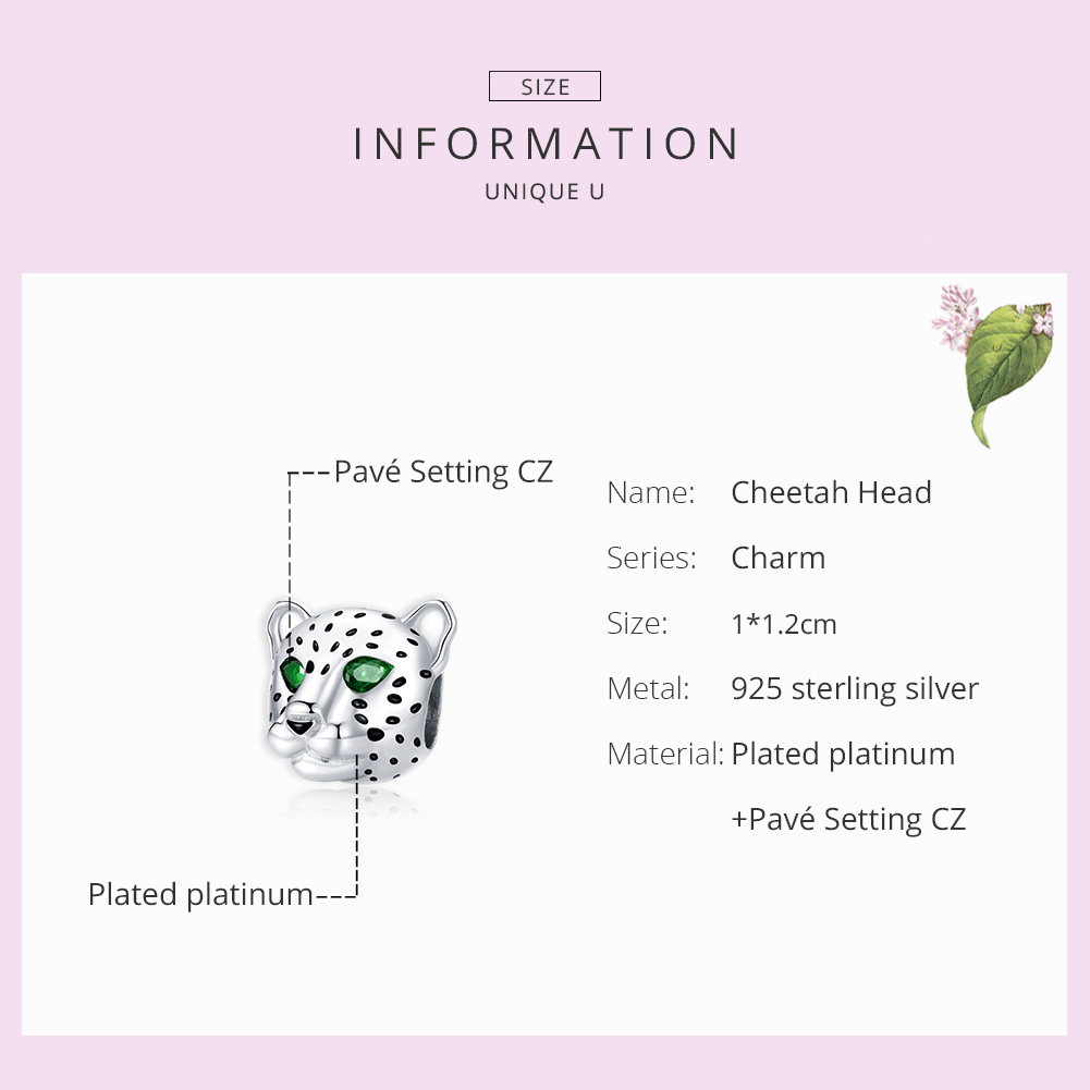 Pandora Style Cheetah hoofd Bedel - SCC1675