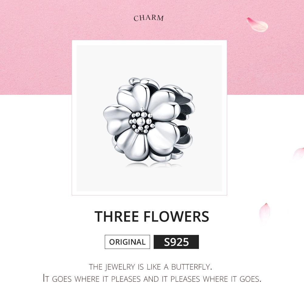 Pandora Style Drie bloemen Bedel - SCC1486