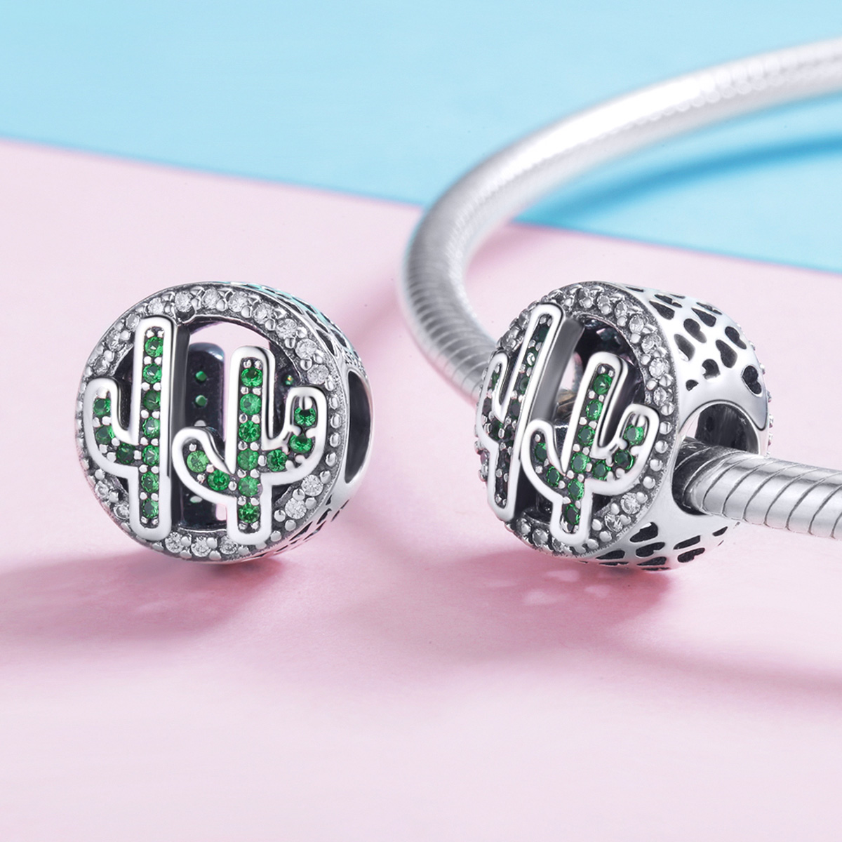 Pandora Style Groene levendige cactus Bedel - SCC918