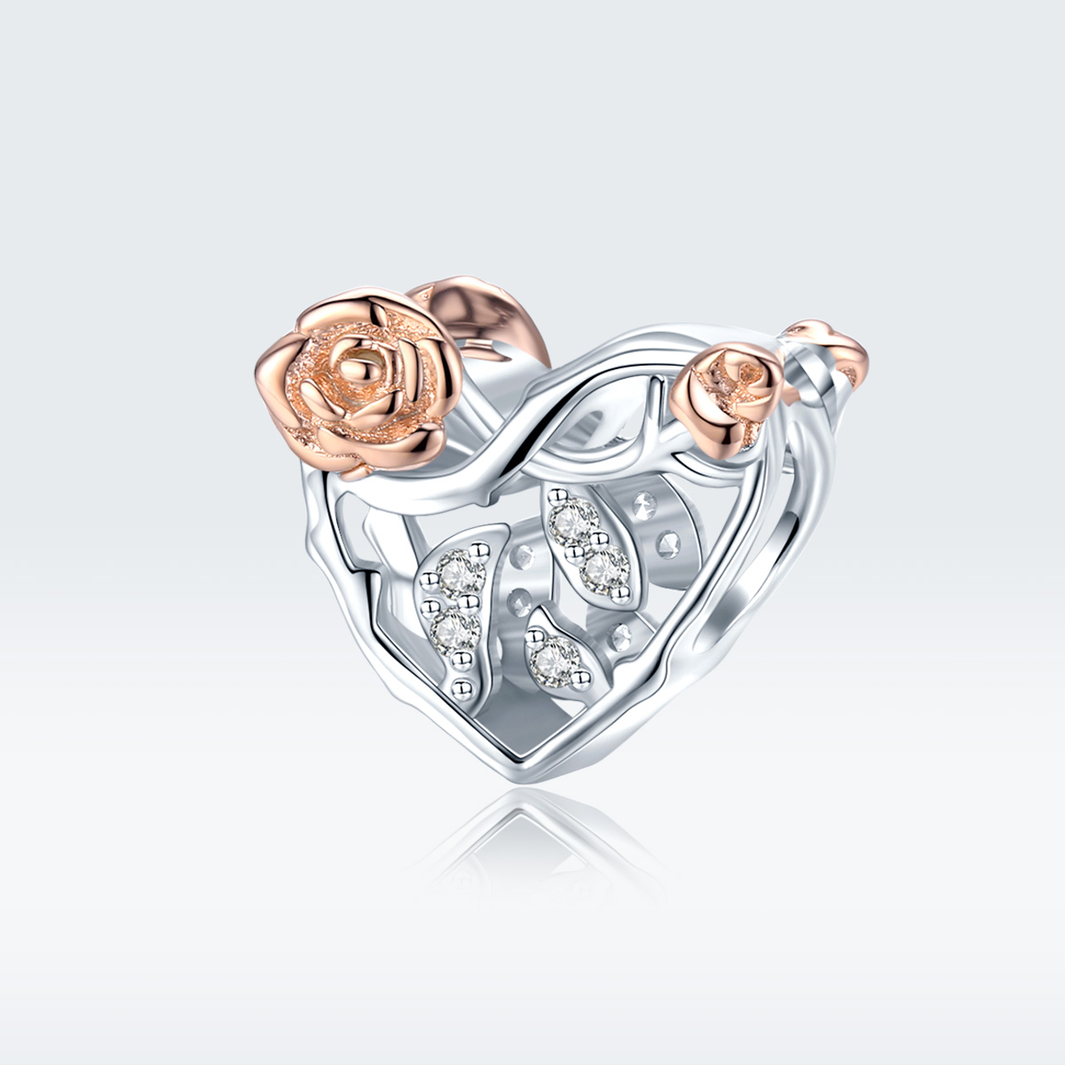 Pandora Style Hart Met Rozen Bedel - BSC280