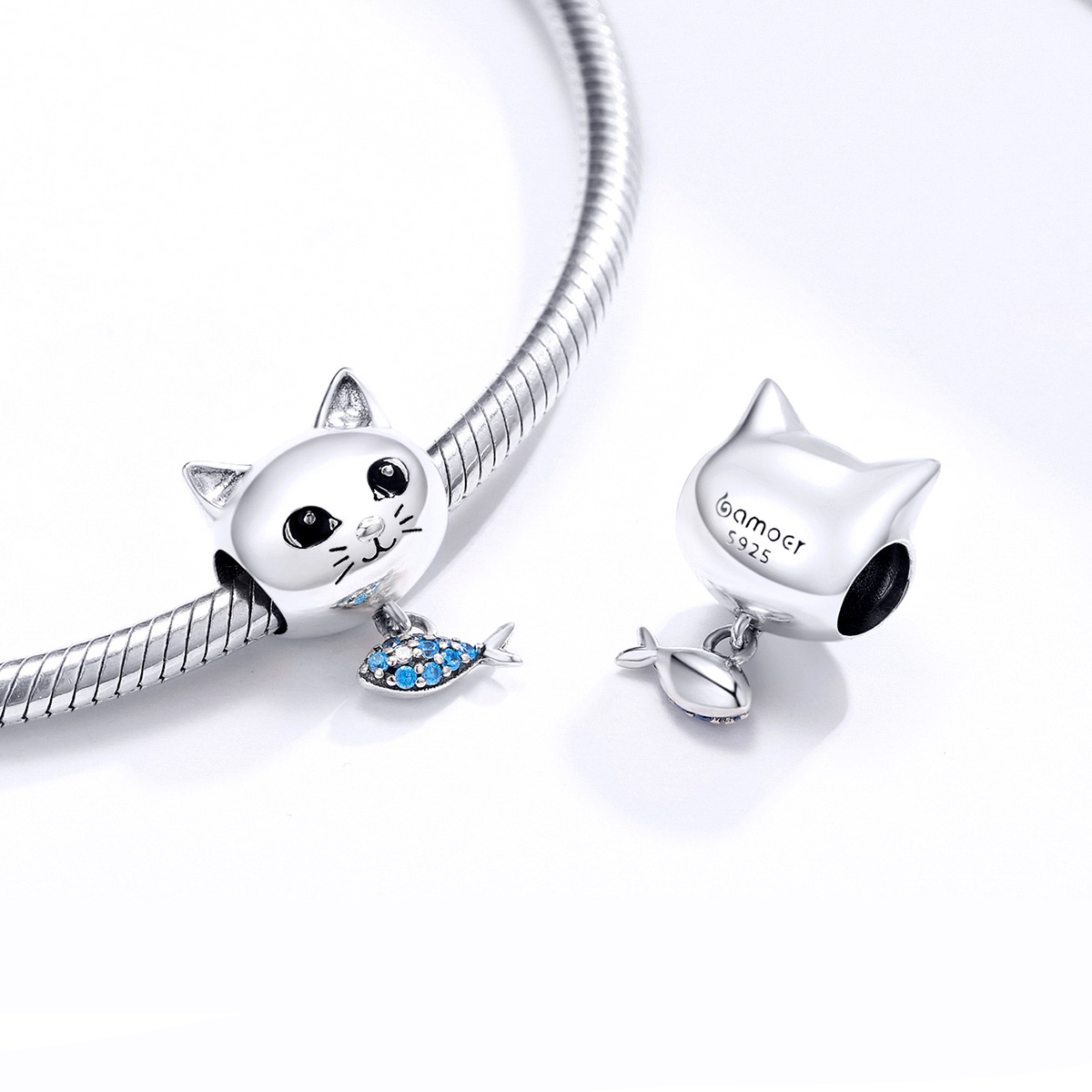 Pandora Style Kitty Met Vis Bedel - BSC226