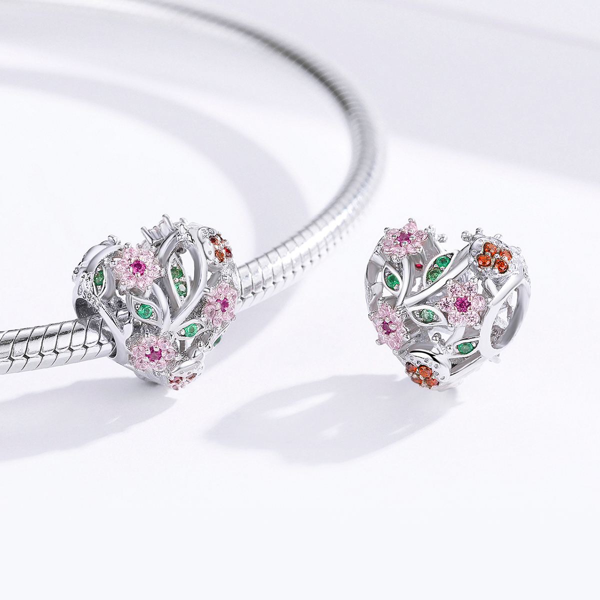 Pandora Style Lieveheersbeestje & Bloemen Bedel - BSC117