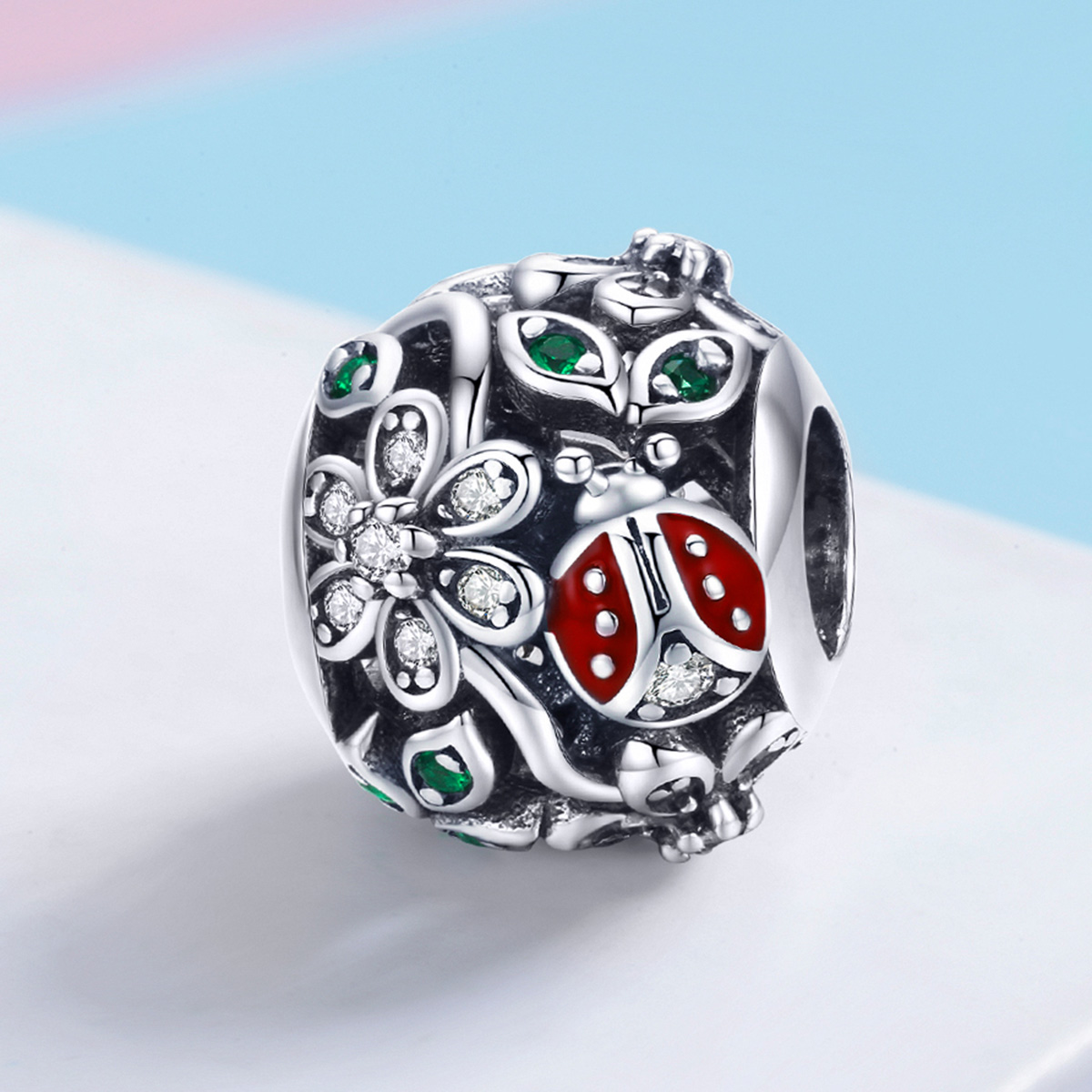 Pandora Style Lieveheersbeestjes en bloemen Bedel - SCC926