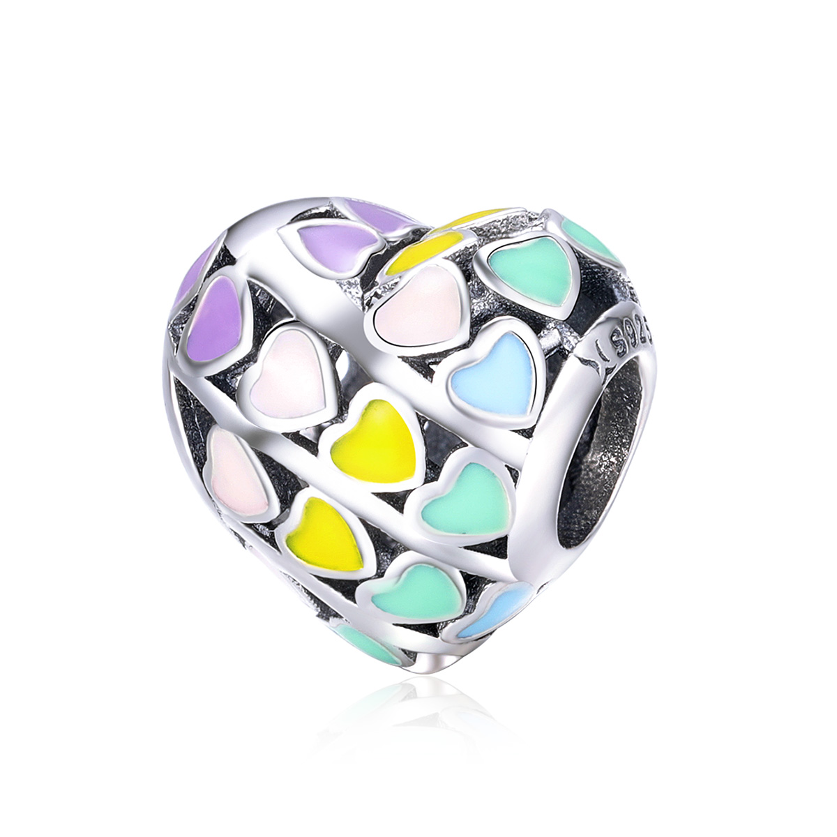 Pandora Style Regenboog Hart Bedel - SCC902