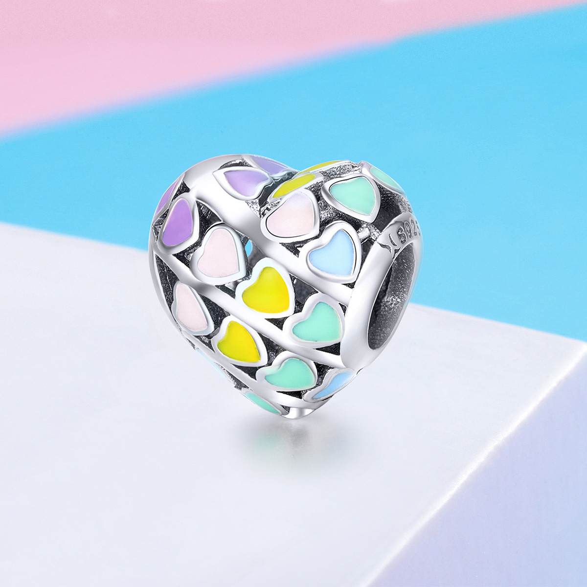 Pandora Style Regenboog Hart Bedel - SCC902