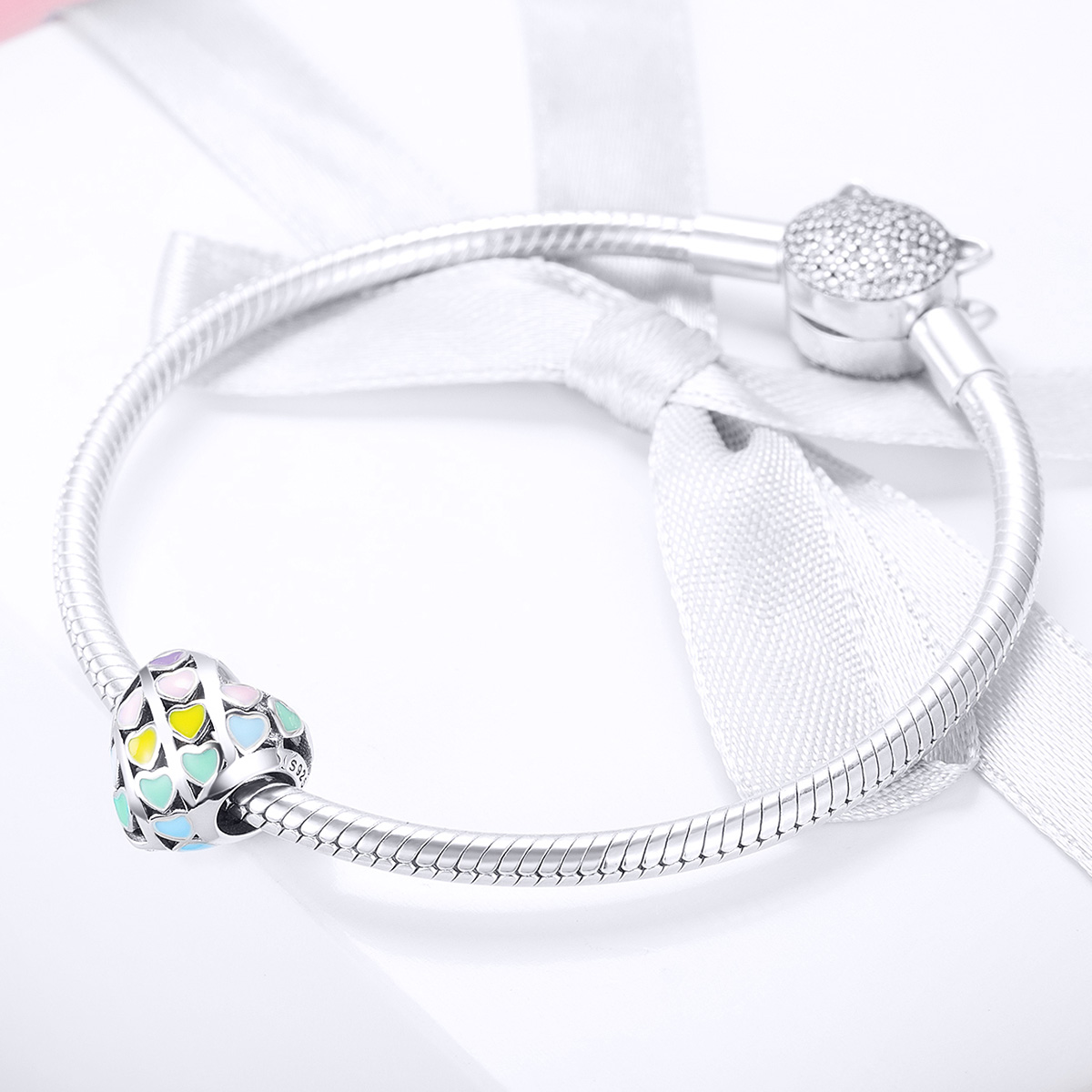 Pandora Style Regenboog Hart Bedel - SCC902