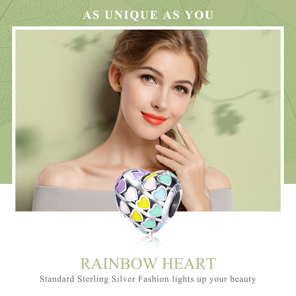 Pandora Style Regenboog Hart Bedel - SCC902