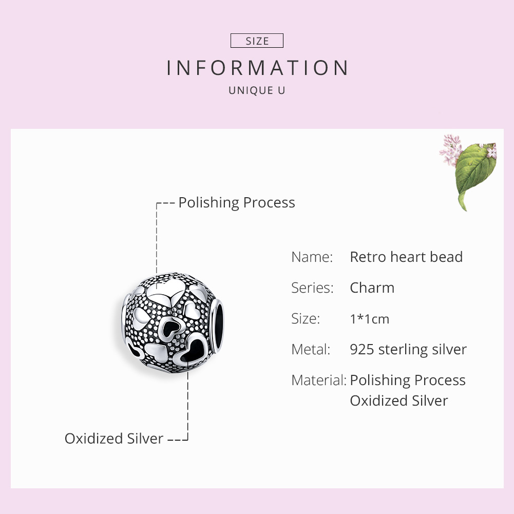 Pandora Style Retro Hart Bedel - SCC1451