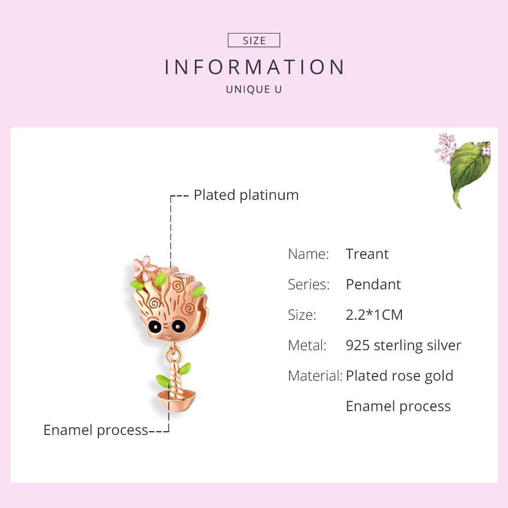 Pandora Style Rose Baby Groot Bedel - BSC130