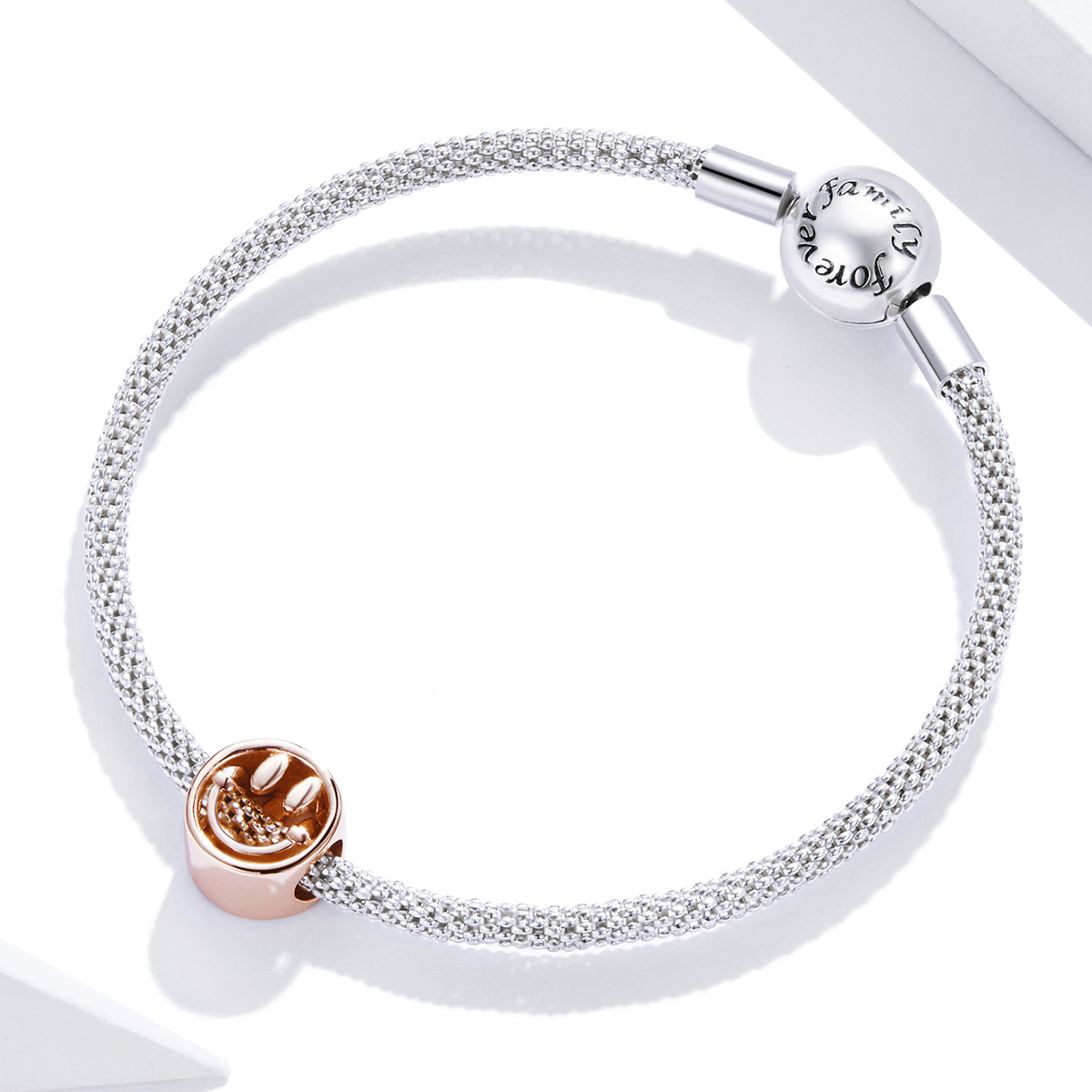 Pandora Style Rose Gelukkige glimlach Bedel - SCC1787