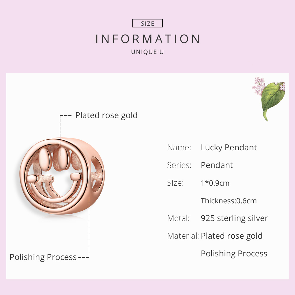 Pandora Style Rose Gelukkige glimlach Bedel - SCC1787