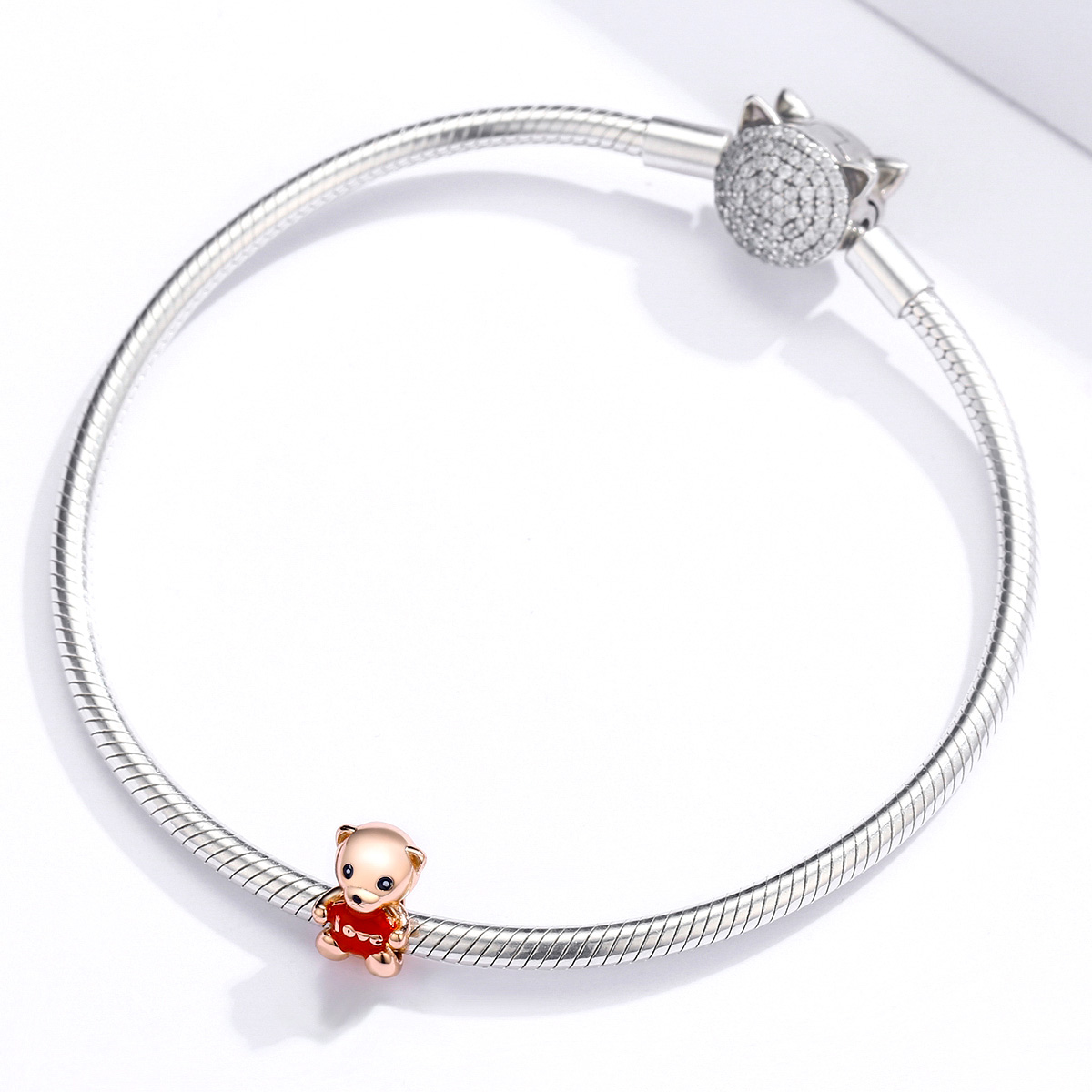 Pandora Style Rose Knuffelbeer Bedel - BSC228