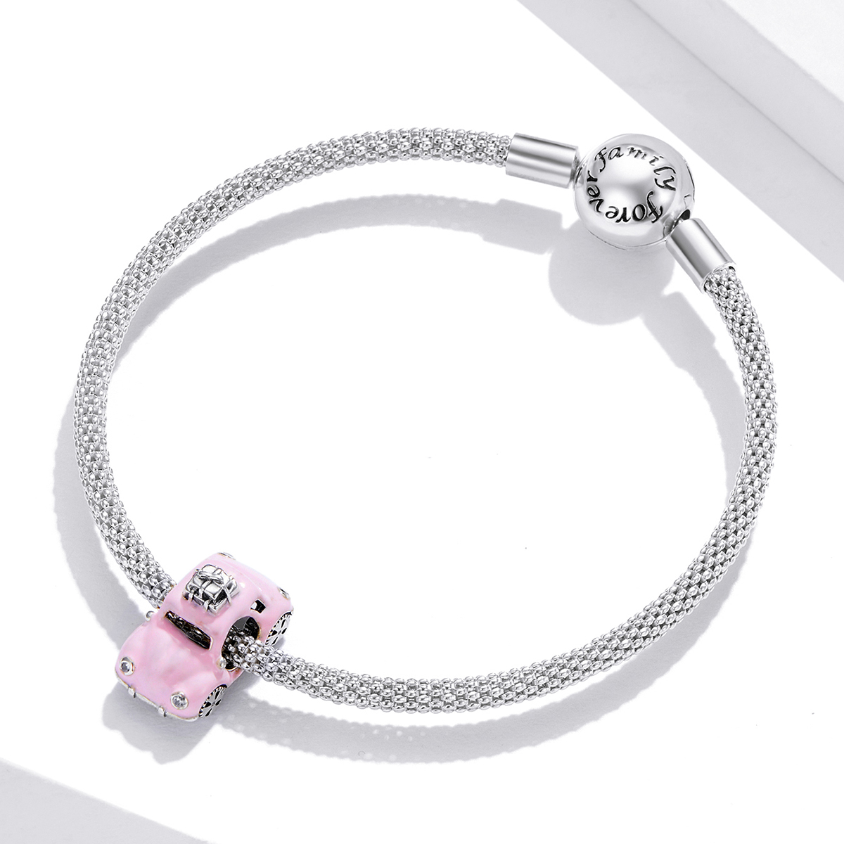 Pandora Style Roze auto Bedel - SCC1738