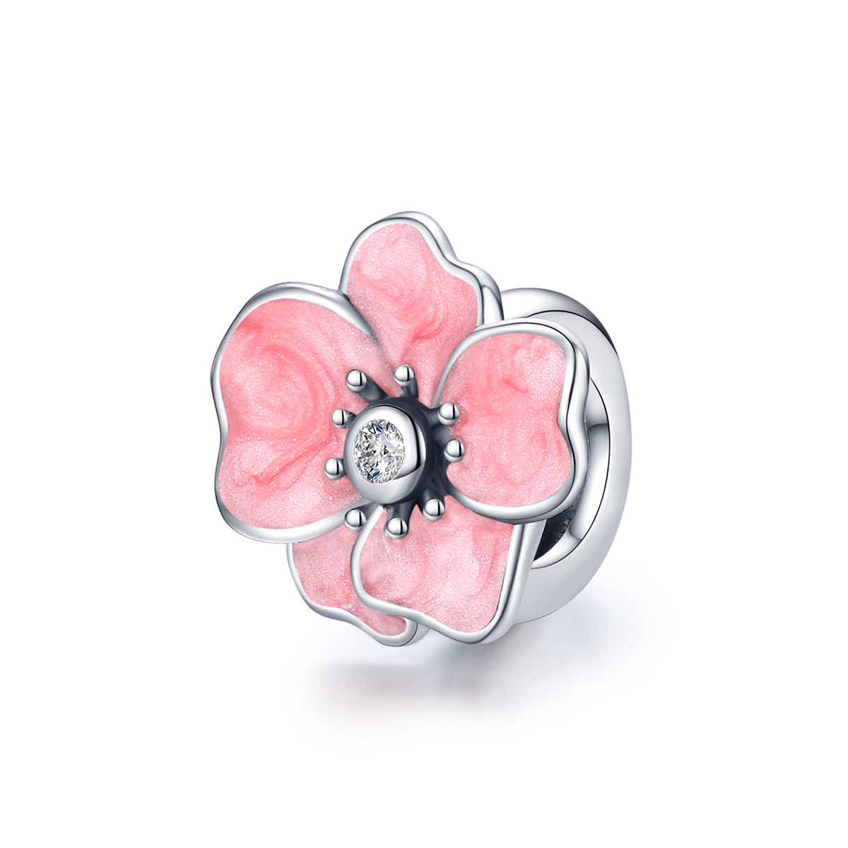 Pandora Style Roze bloem Bedel - SCC1729