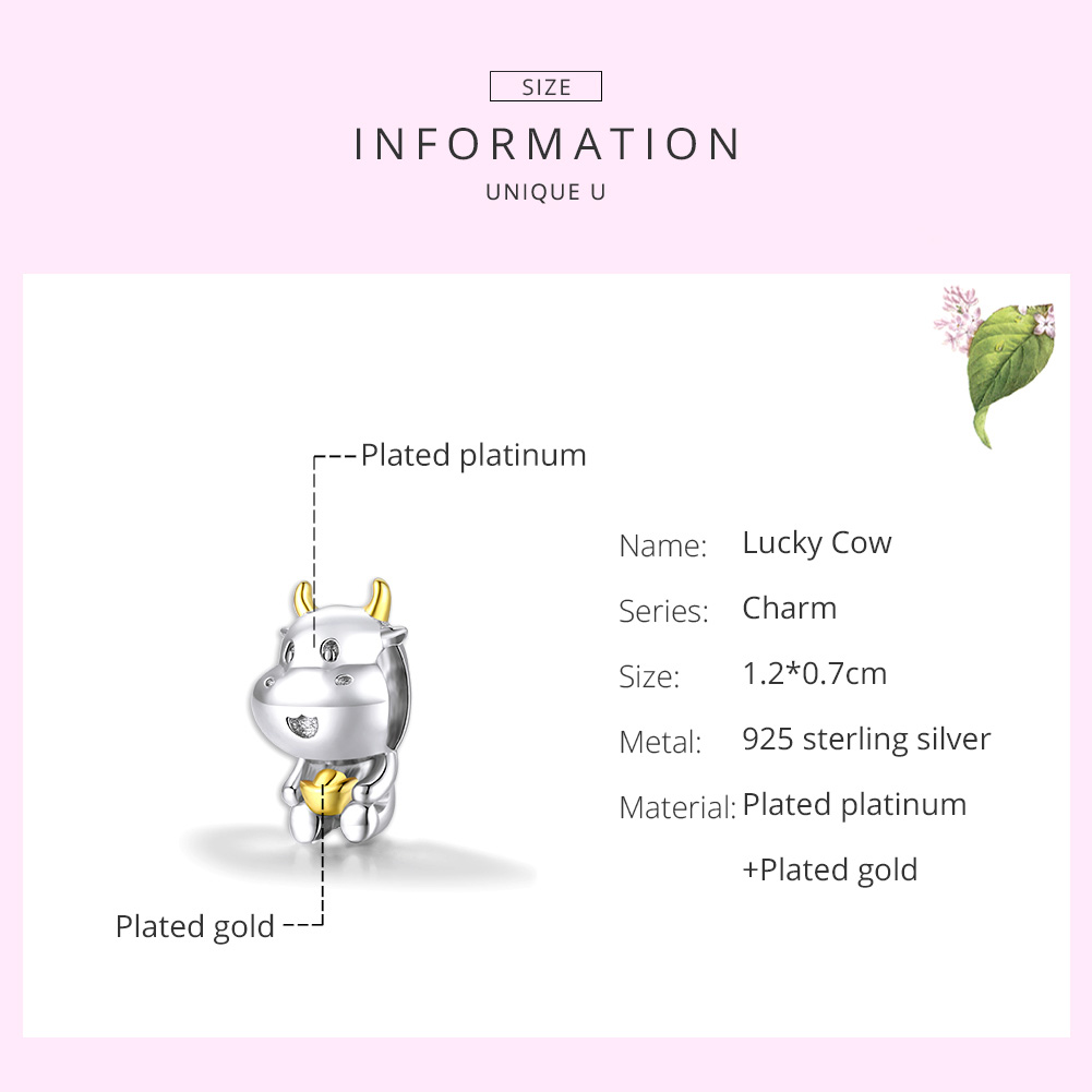 Pandora Style Two-tone Lucky Cow Bedel - SCC1709