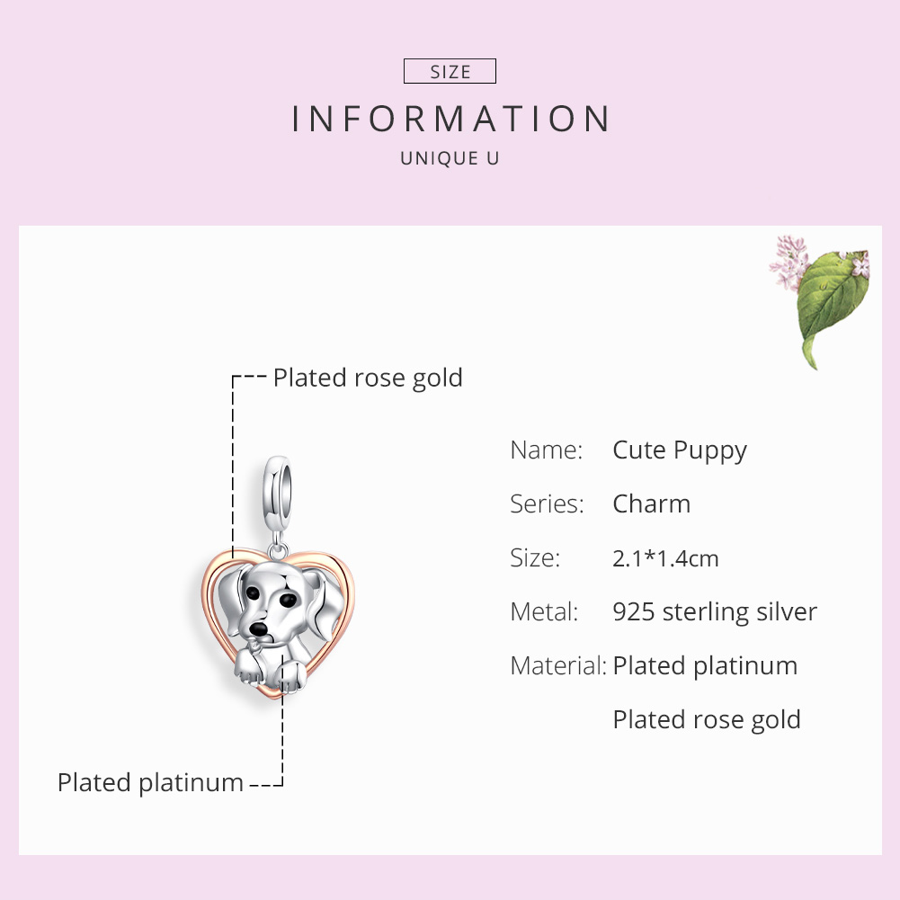 Pandora Style Bicolor Labrador Puppy Hangende Bedel - SCC1611