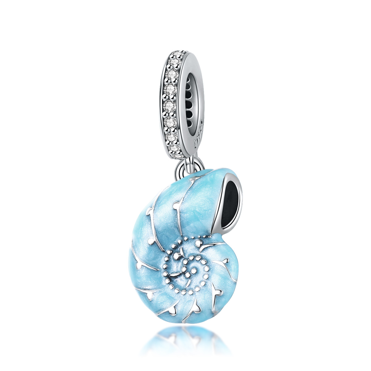 Pandora Style Blauwe schelp Hangende Bedel - SCC1560