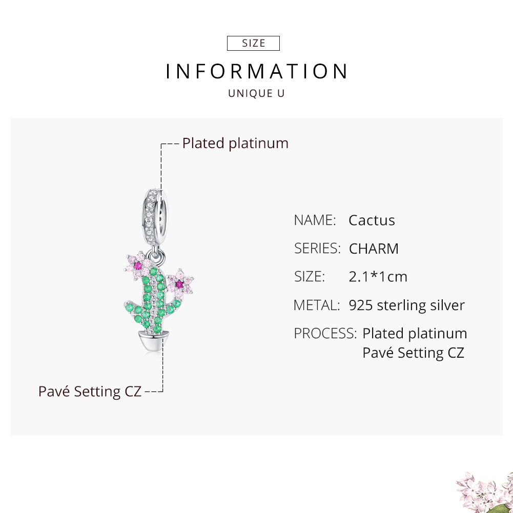 Pandora Style Cactus Hangende Bedel - BSC121