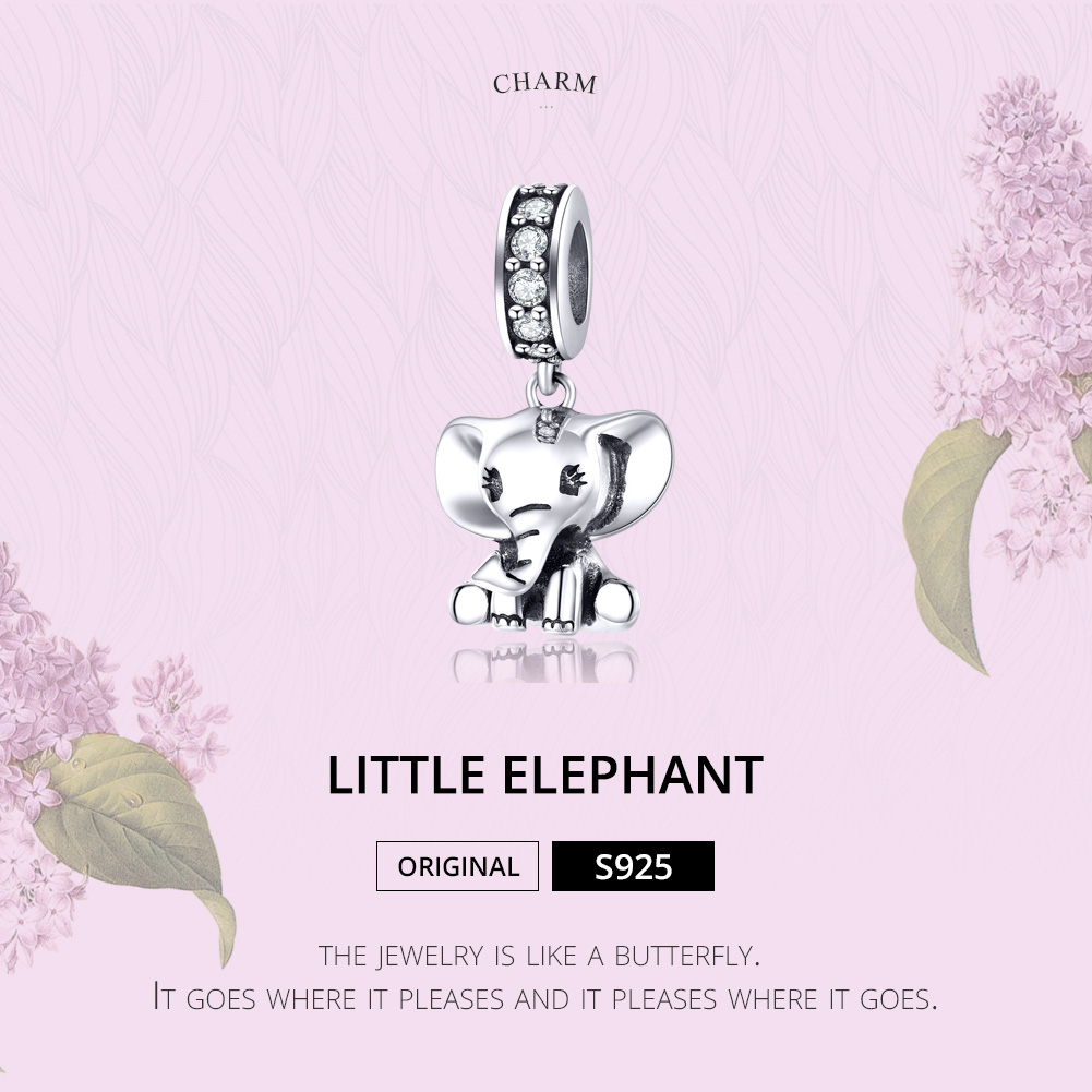 Pandora Style Kleine Olifant Hangende Bedel - SCC1338