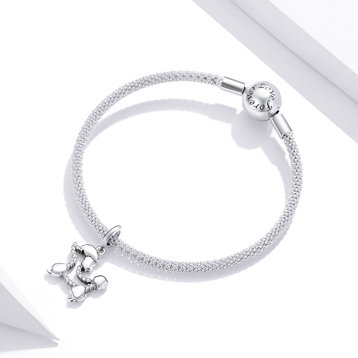 Pandora Style Poedel silhouet Hangende Bedel - SCC1681