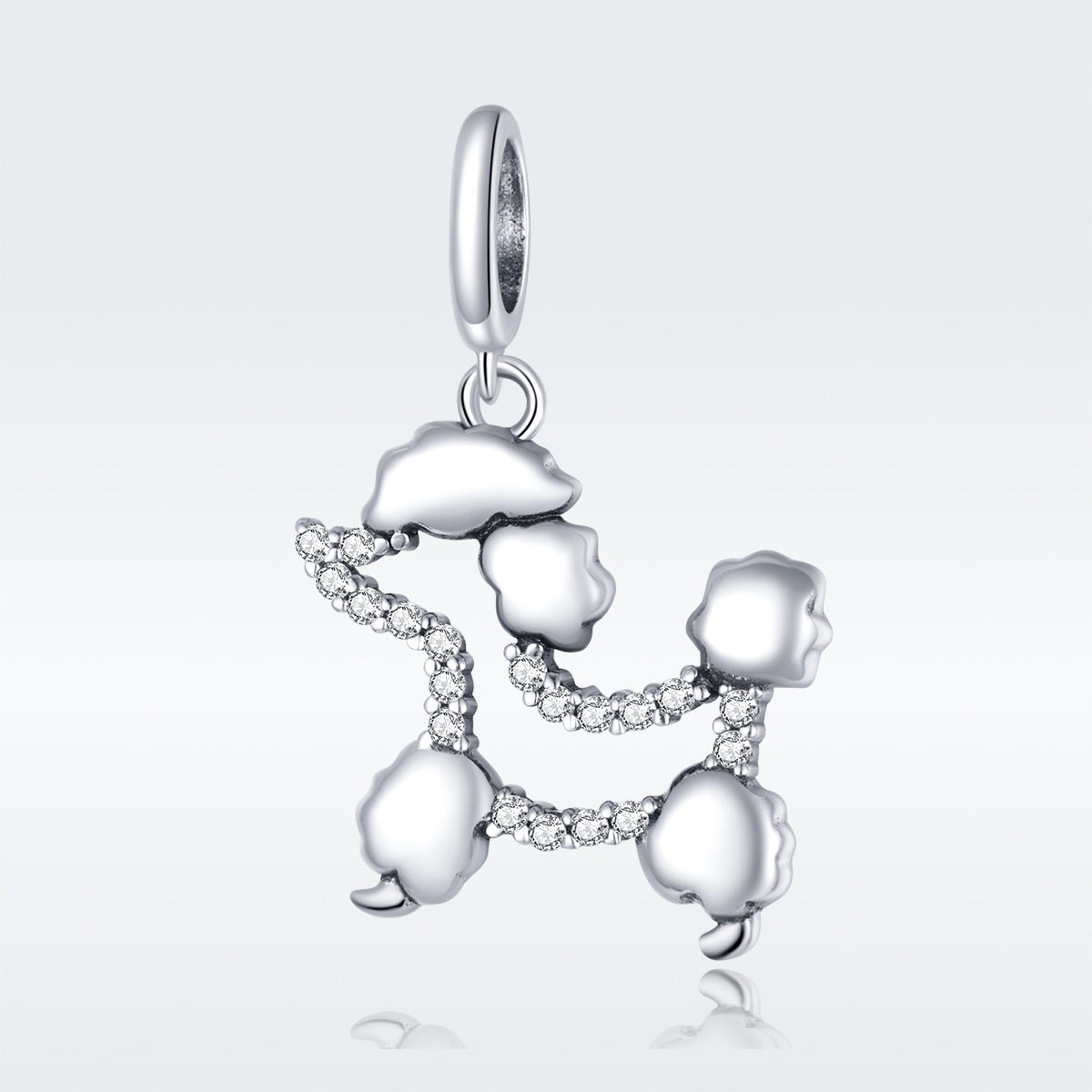 Pandora Style Poedel silhouet Hangende Bedel - SCC1681