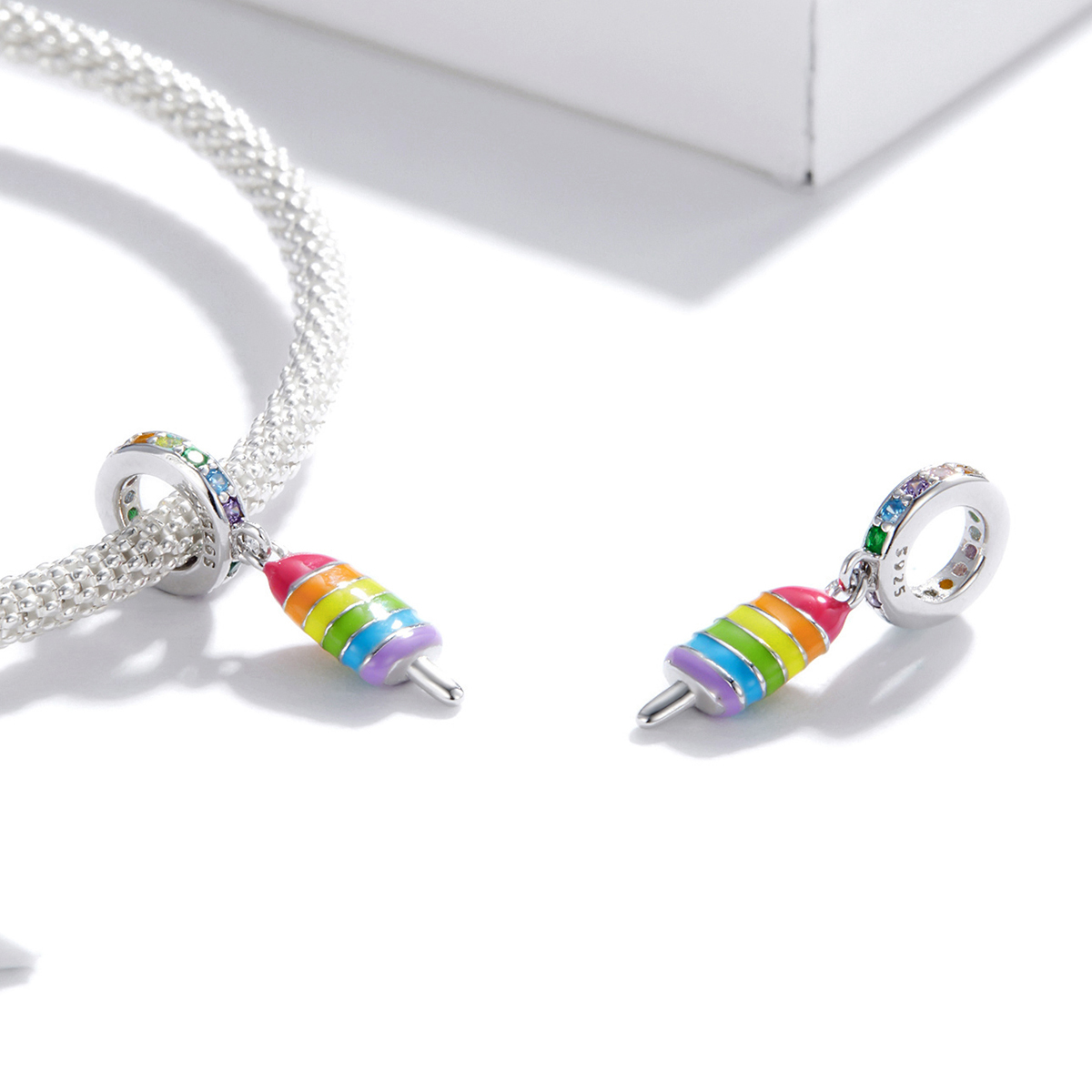 Pandora Style Regenboogijs Hangende Bedel - BSC351