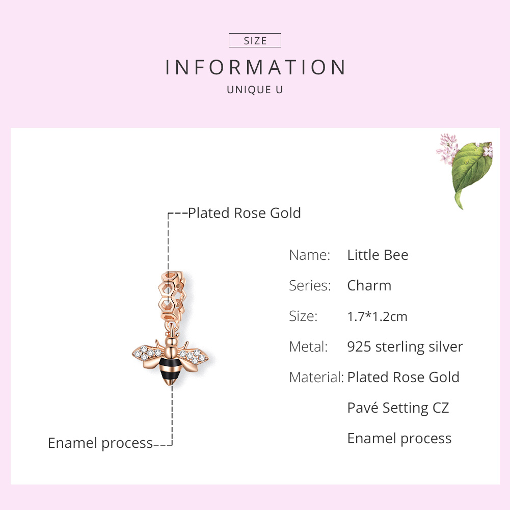 Pandora Style Rose Kleine bij Hangende Bedel - BSC370