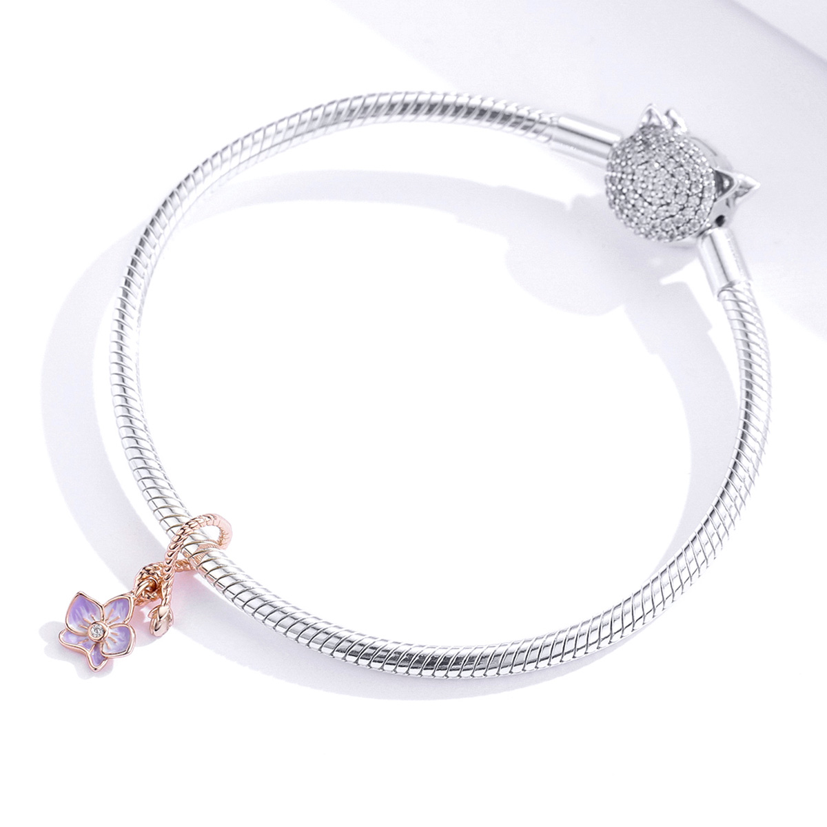 Pandora Style Rose Orchidee Hangende Bedel - BSC287