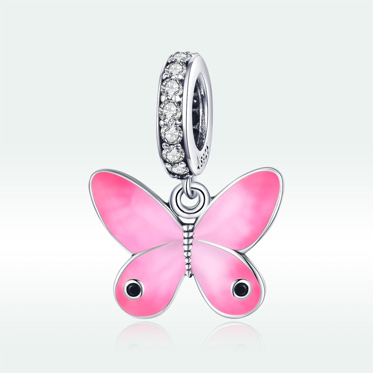 Pandora Style Roze vlinder Hangende Bedel - SCC1728