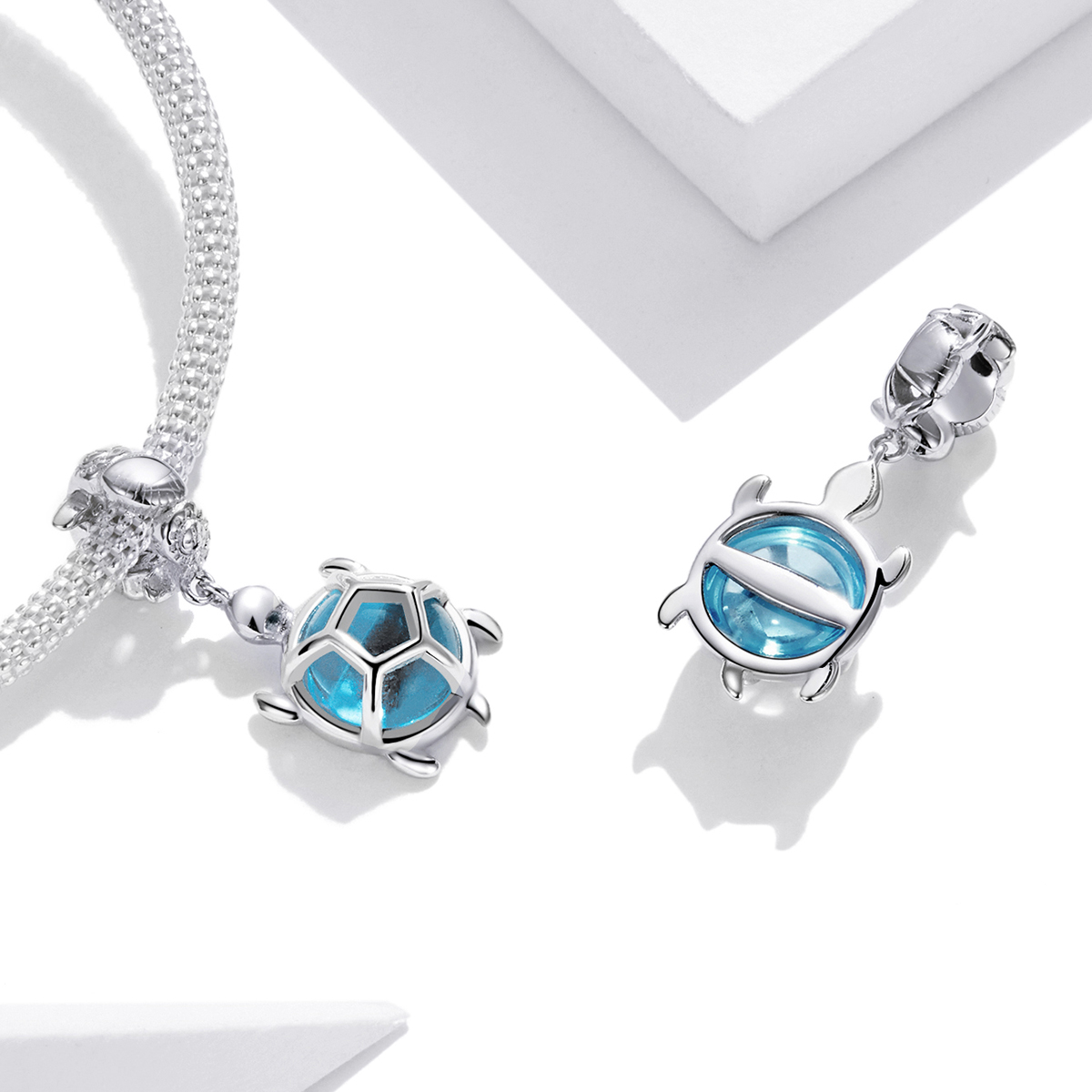 Pandora Style Schildpad van blauw Muranoglas Hangende Bedel - SCC1804