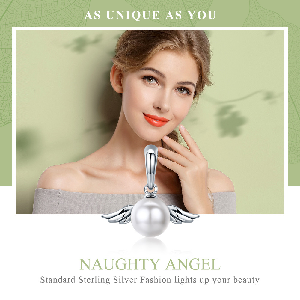 Pandora Style Shell Angel Wings Hangende Bedel - SCC381