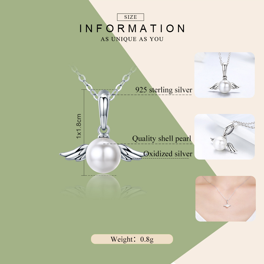 Pandora Style Shell Angel Wings Hangende Bedel - SCC381