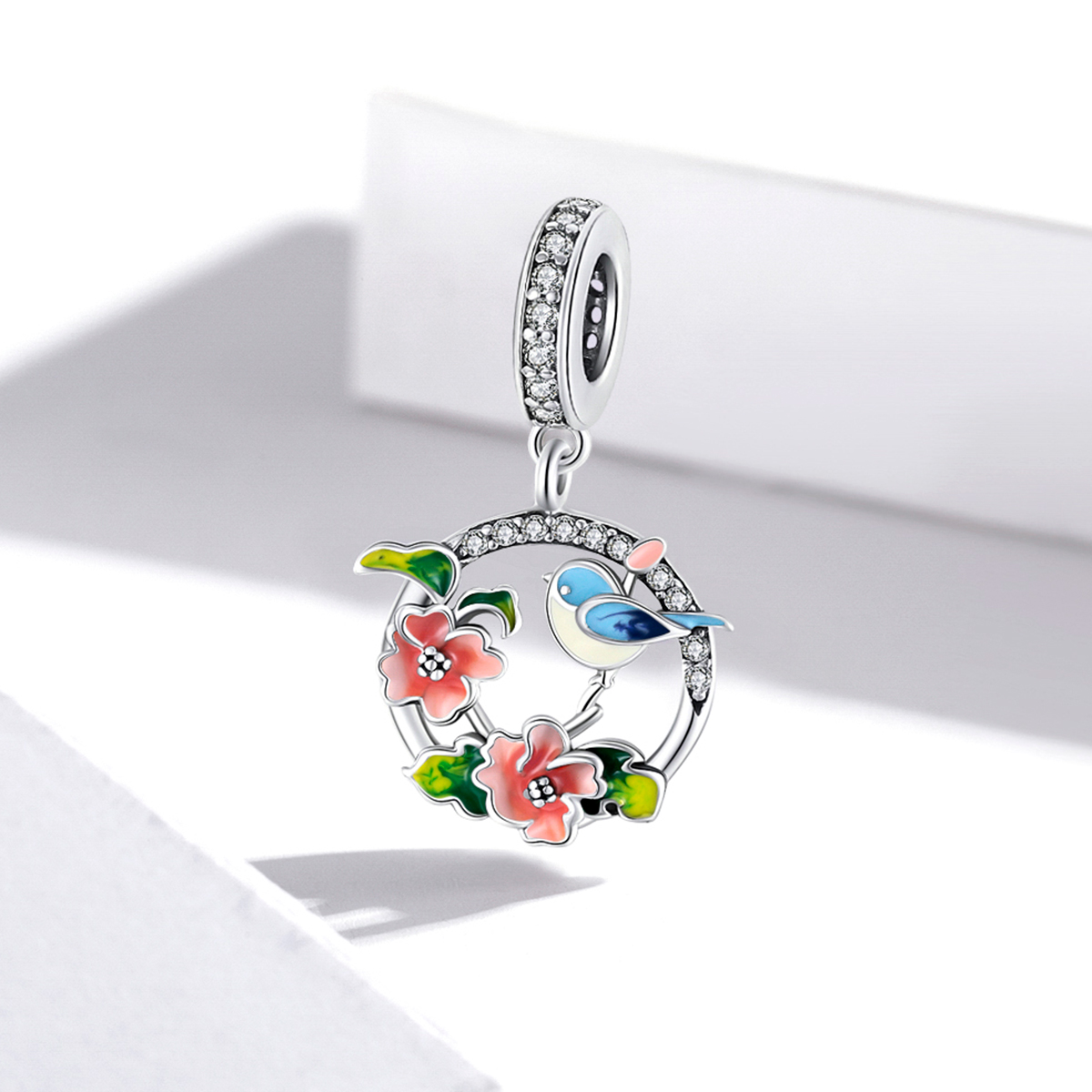 Pandora Style Vogels & Bloemen Hangende Bedel - SCC1726