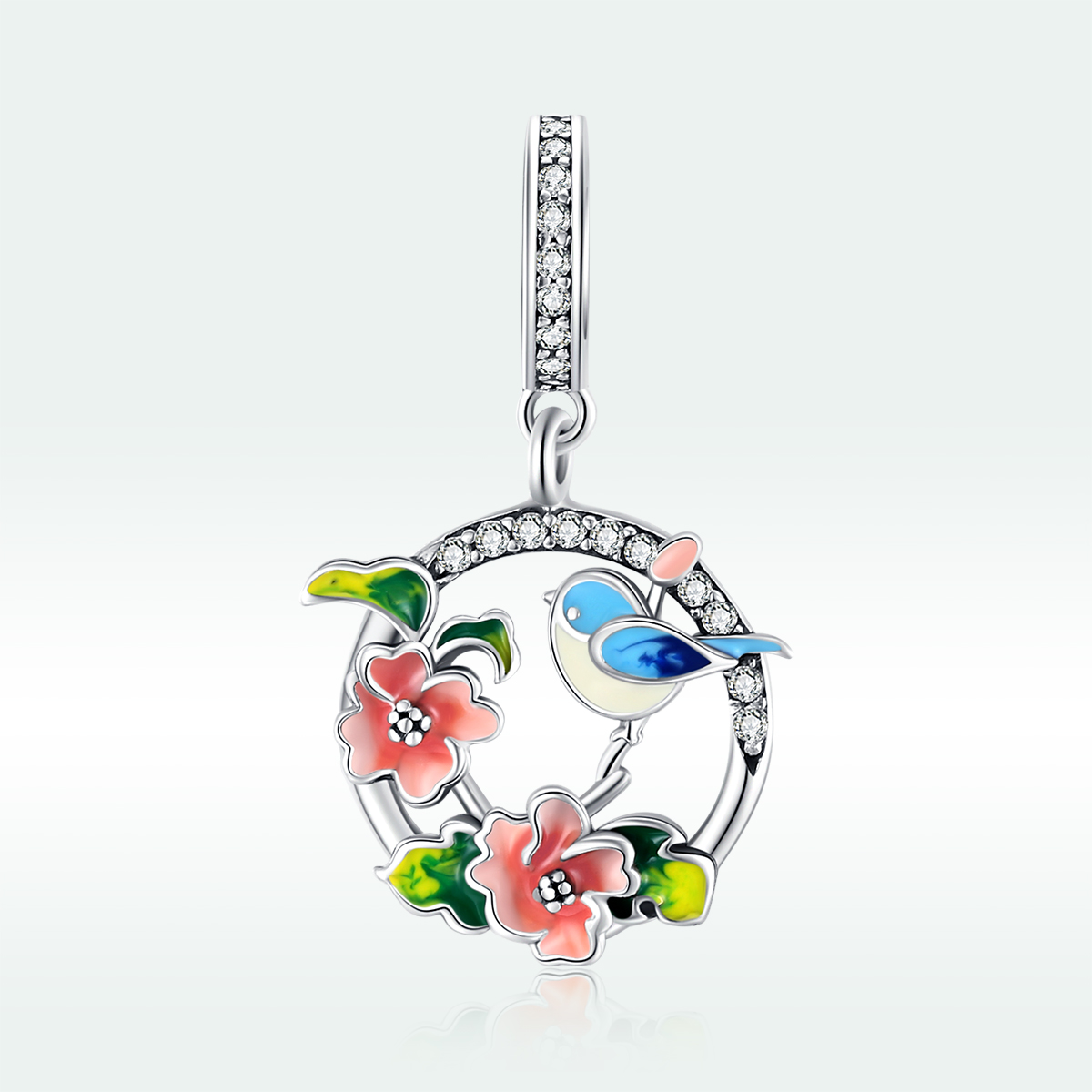 Pandora Style Vogels & Bloemen Hangende Bedel - SCC1726