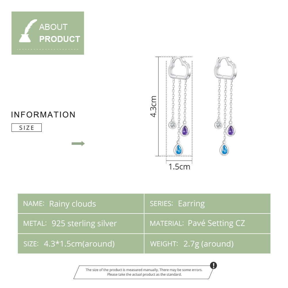 Pandora Style Regenachtige Wolken Oorhangers - BSE220