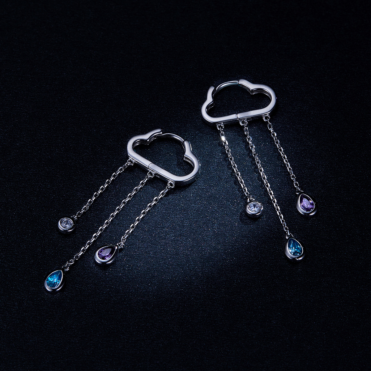 Pandora Style Regenachtige Wolken Oorhangers - BSE220