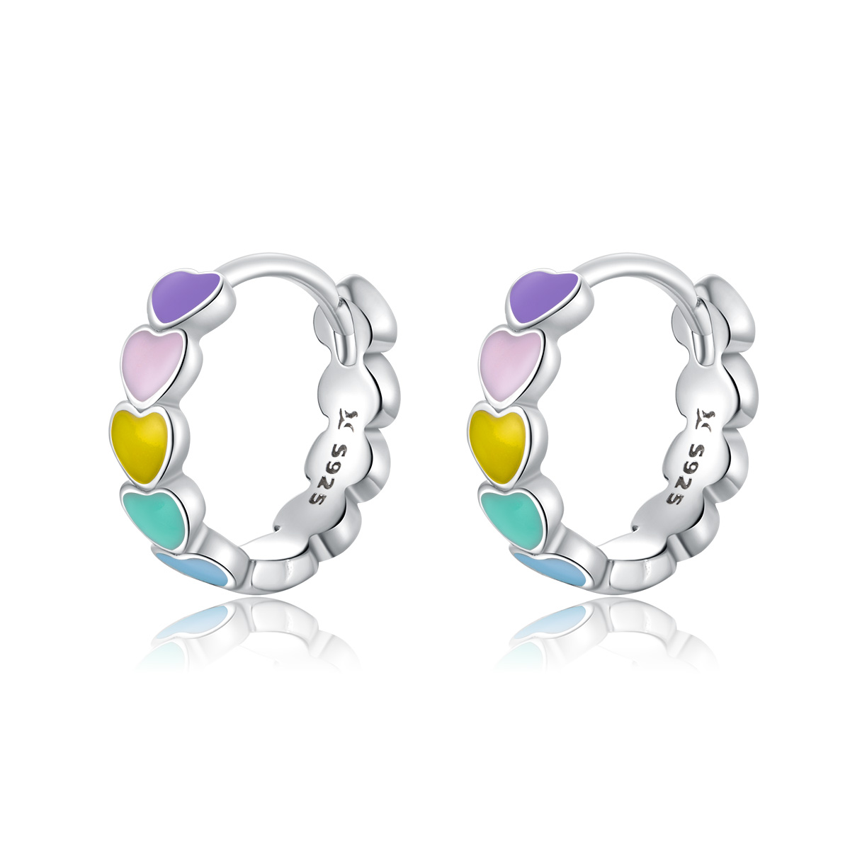 Pandora Style Regenboog Harten Oorringen - SCE909