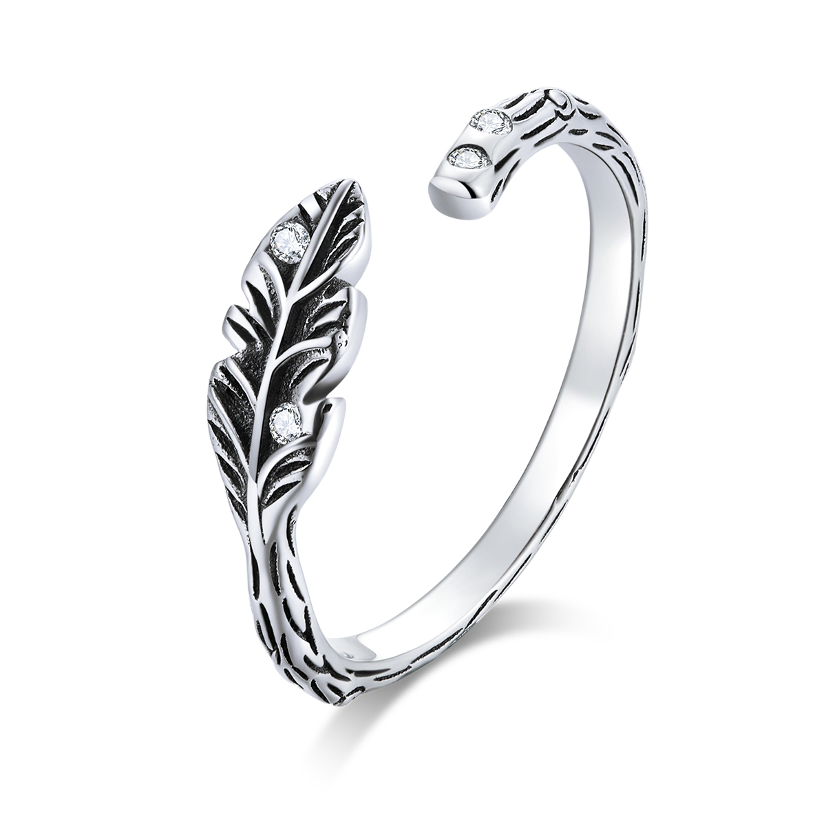 Pandora Style Vintage Bladeren Open Ring - SCR639