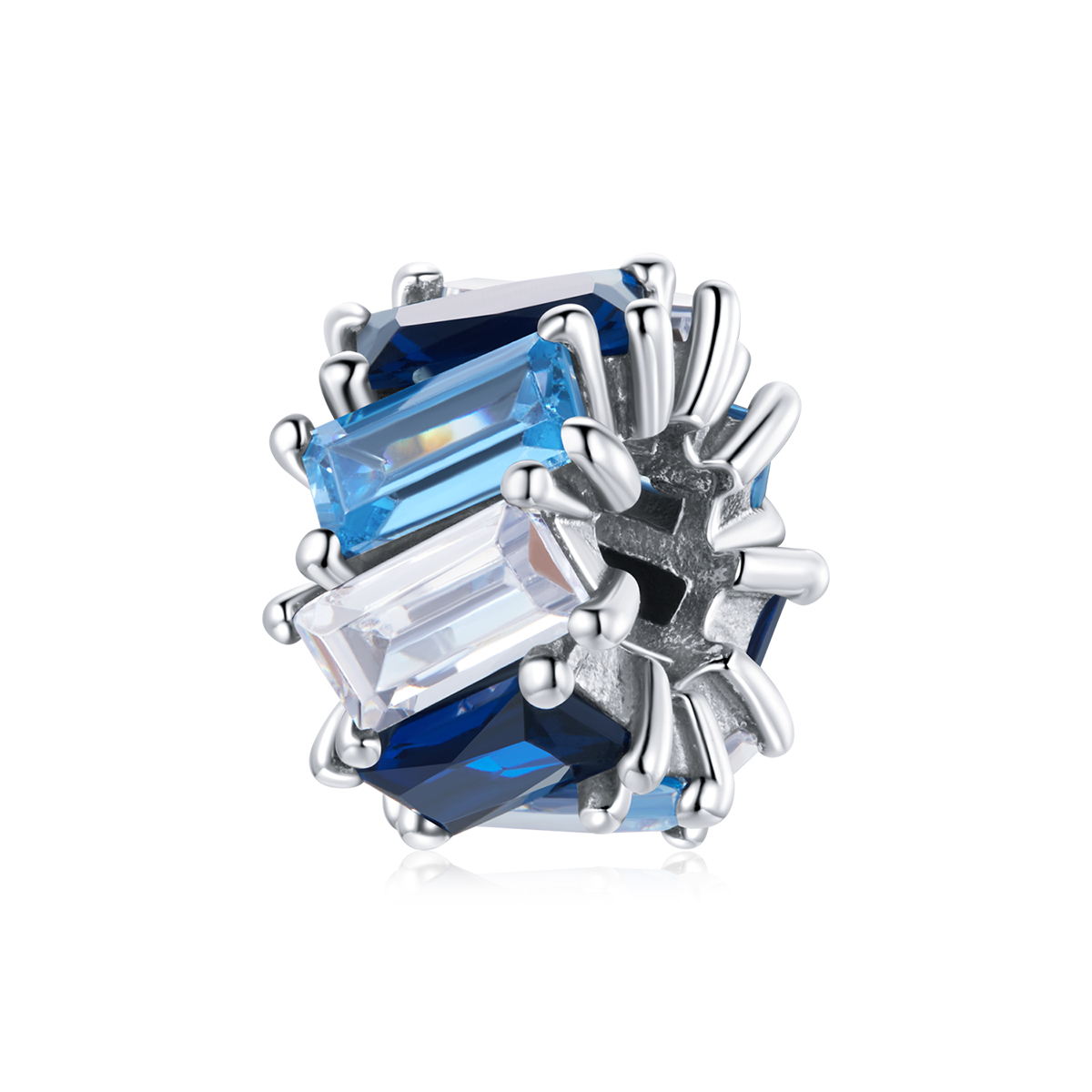 Pandora Style Blauw vierkant Spacer Bedel - SCC1806