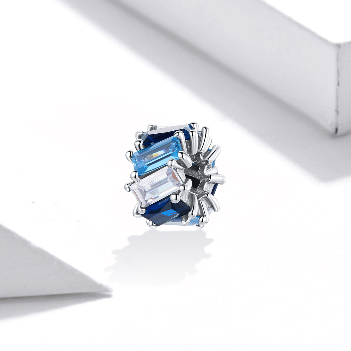 Pandora Style Blauw vierkant Spacer Bedel - SCC1806