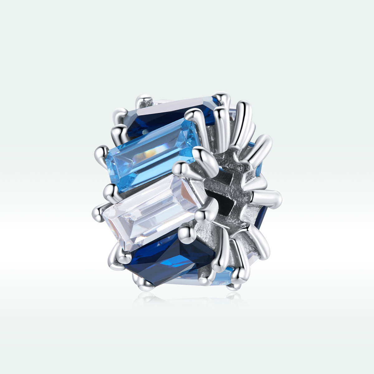 Pandora Style Blauw vierkant Spacer Bedel - SCC1806