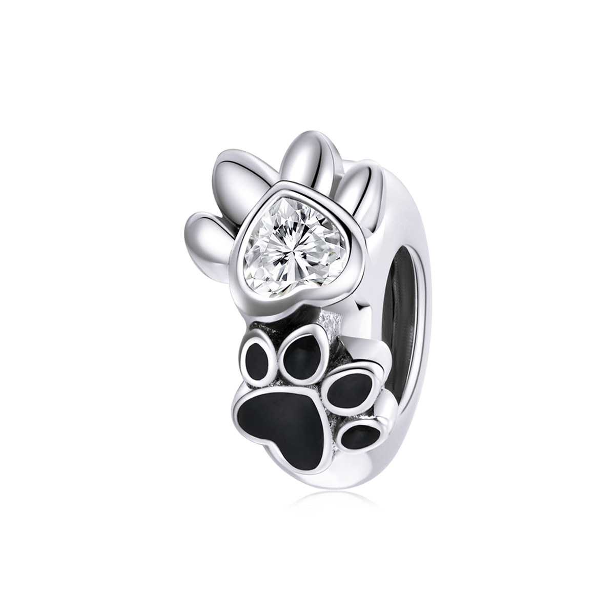 Pandora Style Budding Paw Print Spacer Bedel - SCC1846